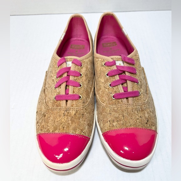 KEDS ♠️ Kate Spade Corkie Lipstick Pink Natural Cork Sneaker Size US 9.5 - Picture 6 of 12